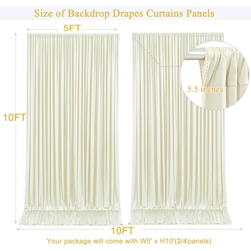 Beige Backdrop Curtains 20 ft X 10 ft Wrinkle Free Polyester Fabric Photo Backdrop Cloth, 4 Panels 10ft X 5ft Beige Drapes for Wedding Birthday Party Photography Background Decorations by HB HBB MAGIC - Used condition - Image 6
