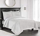 Simple&Opulence Velvet Lavish Design with Brushed Microfiber 3pcs Bedspreads Luxury Pattern Soft Solid Coverlet Set (Creme, King)