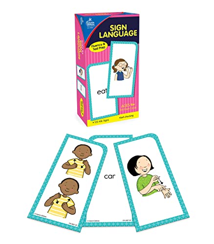 Image of Carson Dellosa 104 American Sign Language Flash Cards for Kids, 122 ASL Signs Flashcards for Beginners and Toddlers Ages 4 and Up With Signing Illustrations