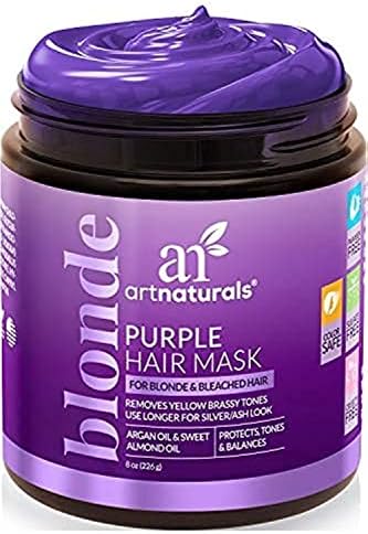 Artnaturals Purple Hair Mask for Blonde, Silver & Platinum Hair - Removes Yellow Brassy Color, Repairs Dry & Bleached Hair - Deep Conditioning Treatment Hair Moisturizer - Sulfate Free (8 Oz/226g)