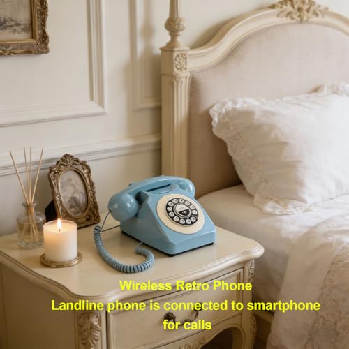 Teléfono fijo Bluetooth Jectse azul con altavoz manos libres para móviles 4