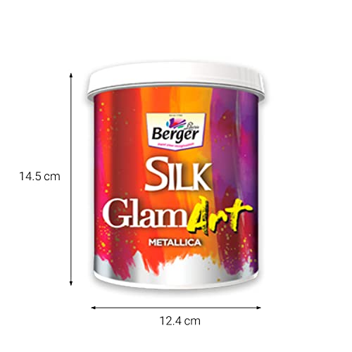 Image of Berger Silk GlamArt Metallica Gold Paint for Metallic Finish on walls & other surfaces | High Glossy Metallic| 1 Litre