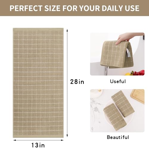 Image of Homaxy 100% Cotton Terry Kitchen Towels, 4 Pack, Tan