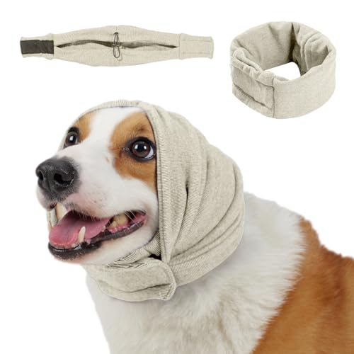 Image of Dog Calming Hoodie, No Shake Ear Wraps for Dogs, Adjustable Dog Ear Muffs for Noise Protection, Ear Wrap Head Cover for Anxiety Relief & Hematoma (Pearl White, S(Head Circle:9.8 inch-14.9 inch))
