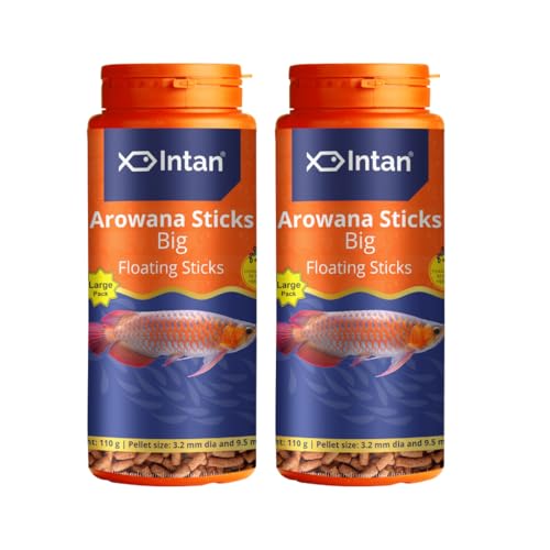 Image of Intan Aquatic Arowana Sticks Fish Food|Big Floating Stick For Arowana Fish|Large Pack 220 Gram Each, Pellet Size 3.2 Mm Dia & 9.5 Mm Lenght, Pack Of 2,All Life Stages