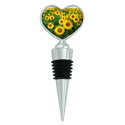 Field of Sunflowers Heart Love Wine Bottle Stopper