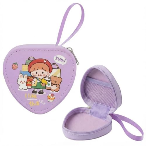 Image of FunBlast Triangle Coin Pouch for Kids - Cute Cartoon Design Mini Purse, Multipurpose Coins Pouch, Small Zipper Wallet for Kids & Girls, Kawaii Coin Bag (Random-Purple)