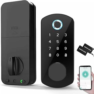 Keyless Entry Door Lock for Front Door Fingerprint Smart Door Lock Digital Electronic Lock with Code Password Biometric Deadbolt Door Locks with Bluetooth APP Control for Home Office Apartment