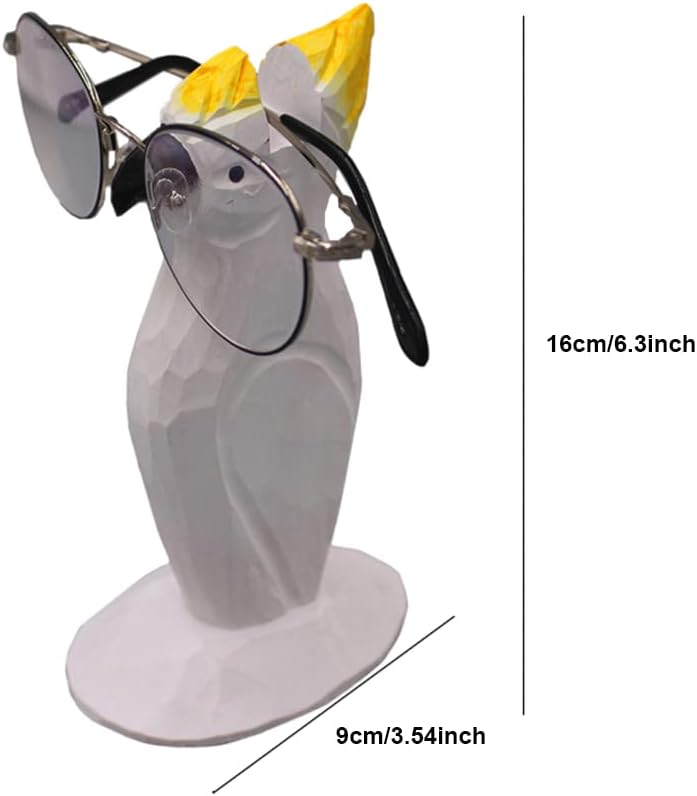 Glasses Stand Display Cute Animal Design Handmade Wood Carved Decoration Holder Shelf Gift for Home Office Desk Decor(Parrot)