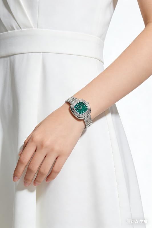 Image of Giordano Analog Quartz Watch for Women with SquareTextured Dial, Cushion Layered Bezel Design and Stainless Steel Strap