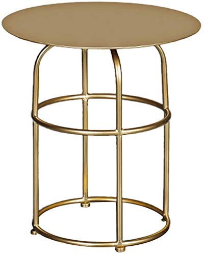 HOMRanger Golden Iron Art Small Round Table, Living Room Sofa Table Be