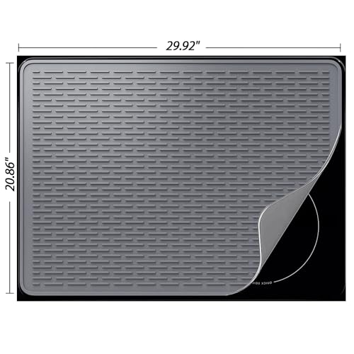 Stove Top Cover for Electric Stove - Silicone Stove Mat for Glass Top, Glass Cooktop Protector, XL Dish Drying Mats For Kitchen,Oven Covers for Electric Stove (Gray,30 x 21)