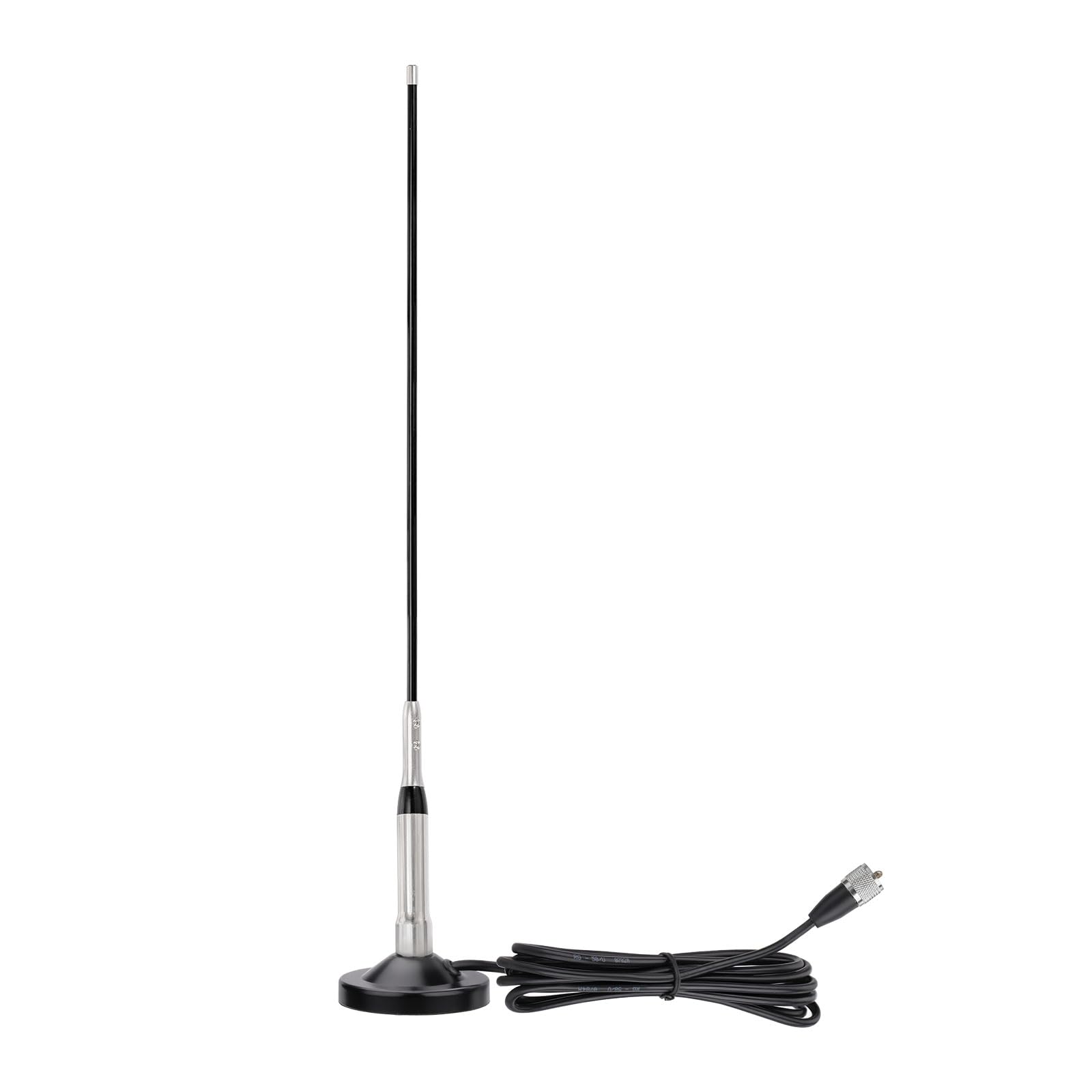 Bingfu Antenna VHF UHF Radio Mobile 2.5/3.5 dBi 43 cm Fibra di Vetro | Bibanda 136-174/400-460 MHz, Base Magnetica, Cavo R58 5 m, per Veicolare Camion Camper Marittimi Radioamatore, VHF Marino