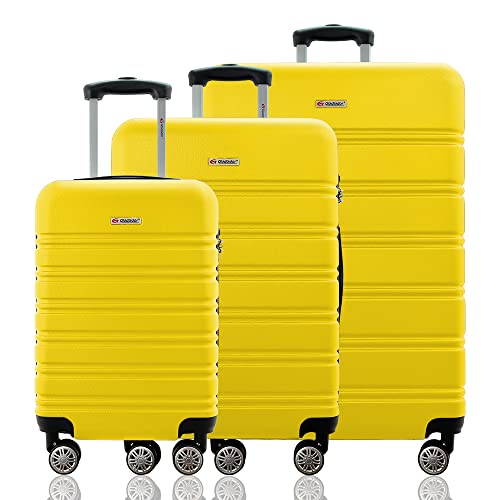 Kit Conjunto 3 Malas Rígidas 360° com TSA - Gladiador A3C3 (Amarelo)
