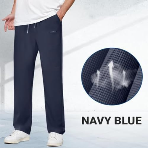 AeroStrides - Pull On Waffle Stretch Casual Pants, Men's Straight Loose Versatile Trendy Trousers, Men for Work Travel3