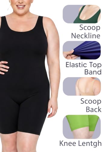 Image of STRETCH IS COMFORT Womens Plus Size Tank Unitard Athletic Rompers For Women
