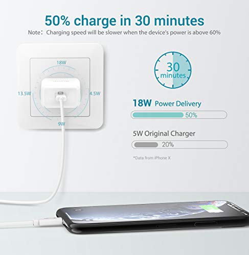 iPhone Fast Charger MFi Certified - Quntis 18W USB C Power Delivery Wall Charger Plug with 6FT C to Lightning Cable [MFi Certified] Type C Charger for iPhone SE 2020 11 Xs Max XR X 8 Plus iPad Pro