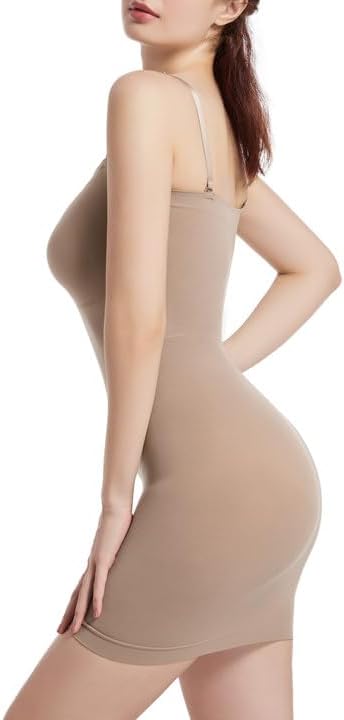 MeeQee Vrouwen Strapless Shapewear Bodysuit Full Body Shaper Buikcontrole Bodysuit Shapewear Shorts Sculpting Bodysuit met Afneembare Spaghetti Bandjes, Beige, S