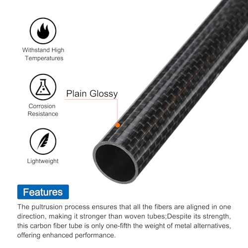 QUARKZMAN 2 Stück Kohlefaserrohr 14 x 16 x 330mm glänzende Oberfläche Stab 3K Rollgewickeltes reines Kohlefaser-Rundrohr für RC-Flugzeug Multicopter Quadcopter