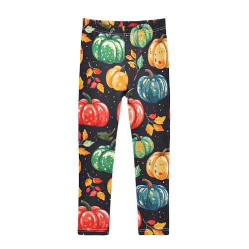Colorful Pumpkins Girls Leggings Soft Stretch Workout Yoga Dance Pants for Kids Casual Tights