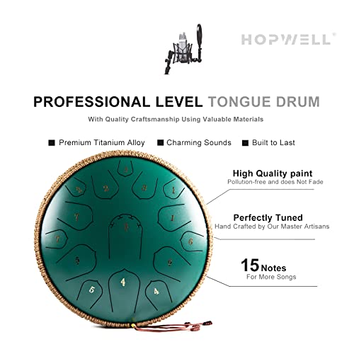 Hopwell HOPWELL-14IN-15NOTES-GREEN-034 Steel Tongue Drum - Hopwell 15 Note 14 Inch Tongue Drum thumb #2