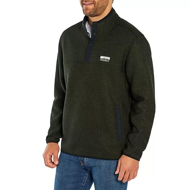 Eddie Bauer Men's 1/4 Snap Sweater Fleece Pullover (US, Alpha, Medium, Regular, Regular, Heather Forest Night)3