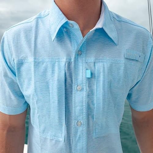 Salt Life H20 Short Sleeve Stretch Fit Shirt, Airy Blue Heather, X-Large #TOP4