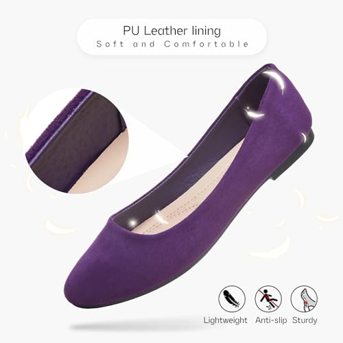 Image of Shupua Flats for Women Round Toe Black Ballet Flats Dressy Work Shoes | Comfortable Womens Ballerina Dress Shoes, Slip On Casual Office Loafers, Comfort, Business, Wedding, Formal, Low Heel, Ladies