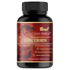 Unique Formula® Canadian-Made Sexual Strength Supplement with Black Maca, Korean Red Ginseng, Eurycoma longifolia, L-Arginine, L-Carnitine for Improved Energy & Mood | 60 Capsules