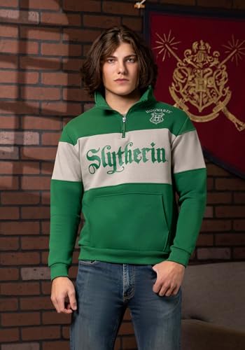 Adult Cakeworthy Slytherin 1/4 Zip Sweater | Harry Potter Apparel2