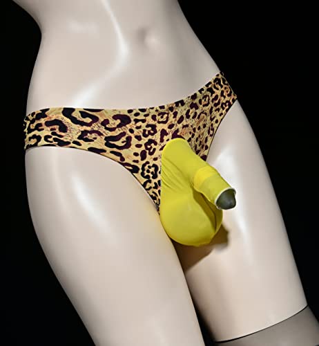 Men's Sexy Plus Size Ice Silk and Lace High Elastic Low Rise Panties Bikini Briefs Underwear with Sheath3