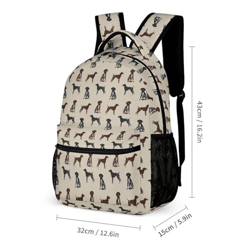 German Shorthaired Pointer Dogs Cute Backpack Travel Daypack Lightweight Back Pack with Pockets2