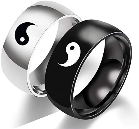 COLORFUL BLING Yin Yang Matching Ring Tai Chi Balance Stainless Steel Ring Friendship BFF Gift for Best Friend Lover-7