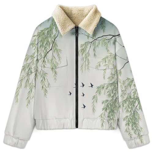 Veste polaire femme paysage chinois sweat zippé chaud manches longues