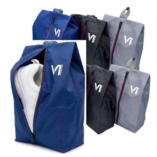 Shoe Bags for Travel with Waterproof Zipper-Durable Polyester Material Shoe Pouch - Large Size Gym Cleat Bag Smell Dust Proof Unisex/Lightweight 6-pack Set
