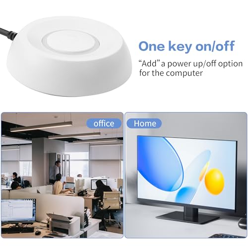 Image of YAODHAOD PC Power Button Desktop, Desktop Computer External Power Switch,PC Power Supply Button SW Extension for Computer Motherboard-2M (White)