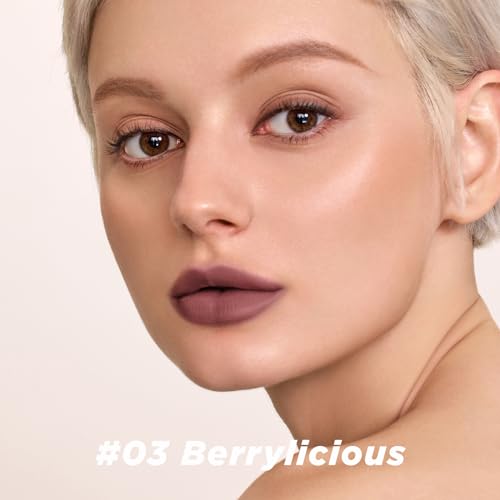 Image of ITY Velvet Matte Finish Lip Stain-Mousse Textured Lip Clay, Nude Shade, Conceals Lip Lines, Rich Pigment Lip Tint Lipsticks, 0.14 oz (4g) in Berrylicious