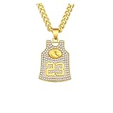 Winssigma Gold Basketball Jersey Necklace for Women & Men, Player Number Pendant, Sports Fan Jewelry, Team Memorabilia, Memorial Keepsake(#23)