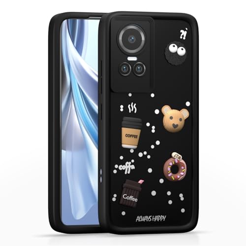 Image of Outlouders Back Cover for Oppo Reno 10 5G | 3D Cartoon Bear Cute Fun Silicone Full Body Protection Bumper Case (Black)
