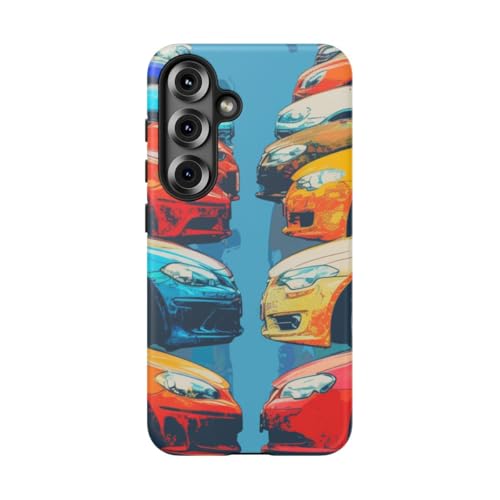 Coque Samsung S25 voitures colorées art ligne rigide mate