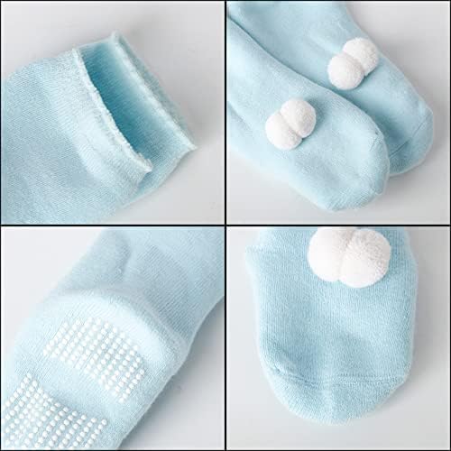 3 Pairs Toddler Girls Thermal Socks for 0-1 Years Old Baby, Infant Toddler Grip Sock Non Skid Natural Cotton Thick Winter Warm Sock Anti-Slip Fuzzy Slipper Floor Breathable Socks for Baby Newborn Kids
