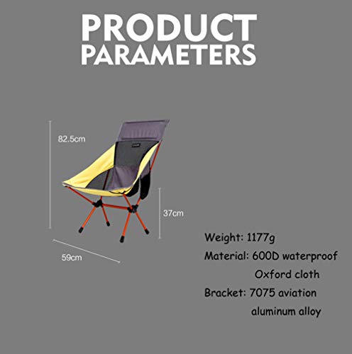 Chaise pliante jaune avec sac de transport portable pour camping