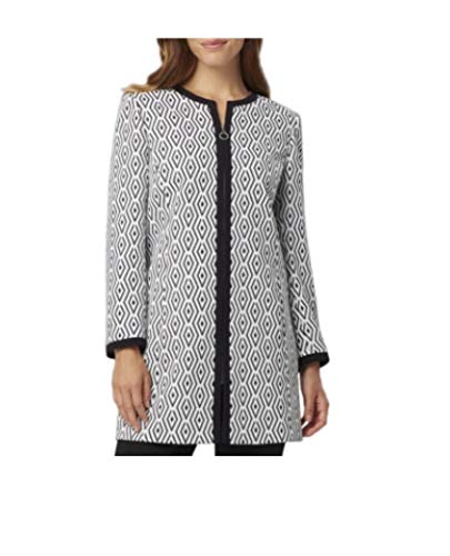 Tahari ASL Graphic-Jacquard Zip-Front Jacket White/Black 16