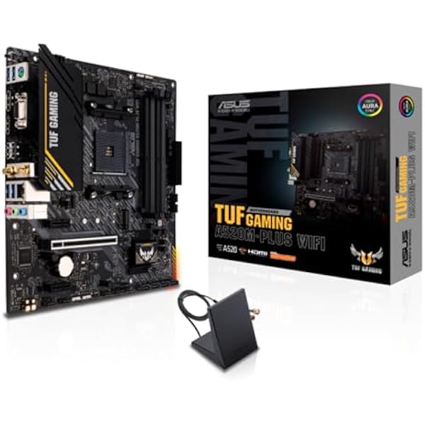 ASUS TUF GAMING A520M-PLUS WIFI Micro-ATX AMD B550 Ryzen AM4 M.2 WiFi 802.11ac SATA 6 Gbps USB 3.2 Gen.1 SATA 6 Gbps i 2G Aura złącza