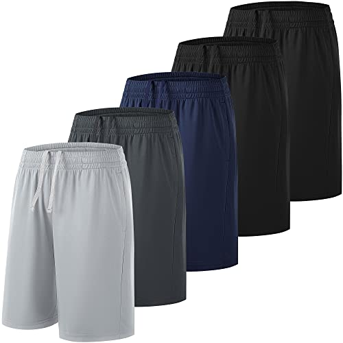 Boys Athletic Shorts Elastic Basketball Shorts Quick Dry Youth Shorts Sports Soccer Shorts for Boys with Pockets