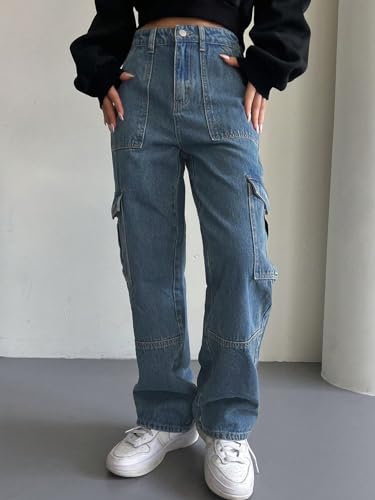 Image of Leriya Fashion Women's Wide Leg Fit High Rise Baggy | Wide Leg Jeans High Waist | Bell Bottom | Cargo Jeans