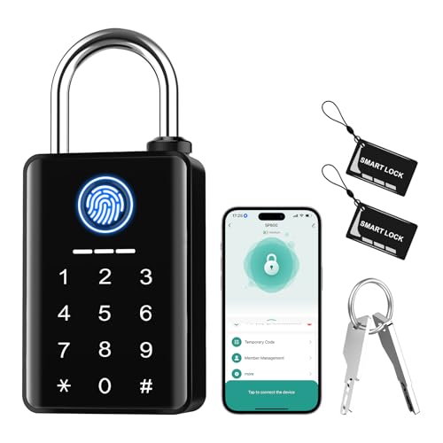 Lokko Outdoor Padlock, Smart Outdoor Gate Lock, Waterproof Heavy Duty Bluetooth Keyless Rechargeable Lock, Fingerprint & RFID for Yard Gate, Pool Gate, Shed, Mailbox, RV Storage, Toolbox, Storage Box