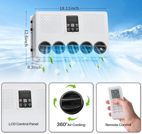 12V RV Air Conditioner - 6500BTU Mini Split A/C with 360° Adjustable Airflow, Energy-Efficient DC Cooling for RVs, Campers & Trucks - Ideal Caravan Climate Control Solution