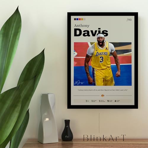 Image of BLINKART Anthony Davis | Nba Basketball Player | Synthetic Wood Photo Framed Wall Hanging Poster Room & Office Bedroom Living Boys And Girl Room Home Wall Hanging | 12x18 Inches
