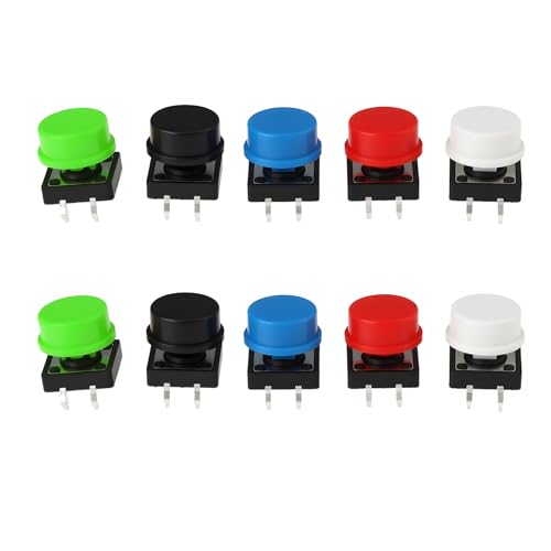 25 Pezzi 12x12x7.3 Mm 4 Pin Interruttori Tattili Momentanei 12 V verde rosso blu bianco nero